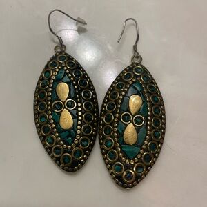 Elegant Gold and Teal Earrings
